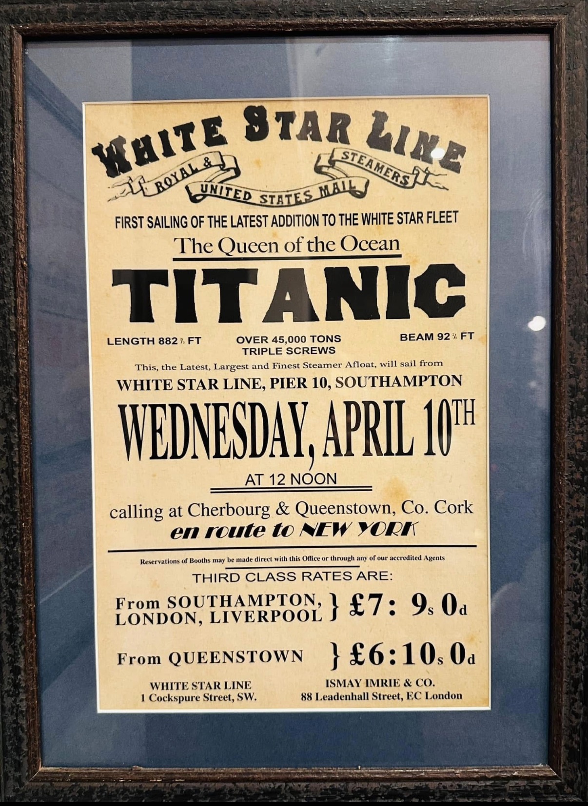 Englandreise · historische Titanic-Ankündigung