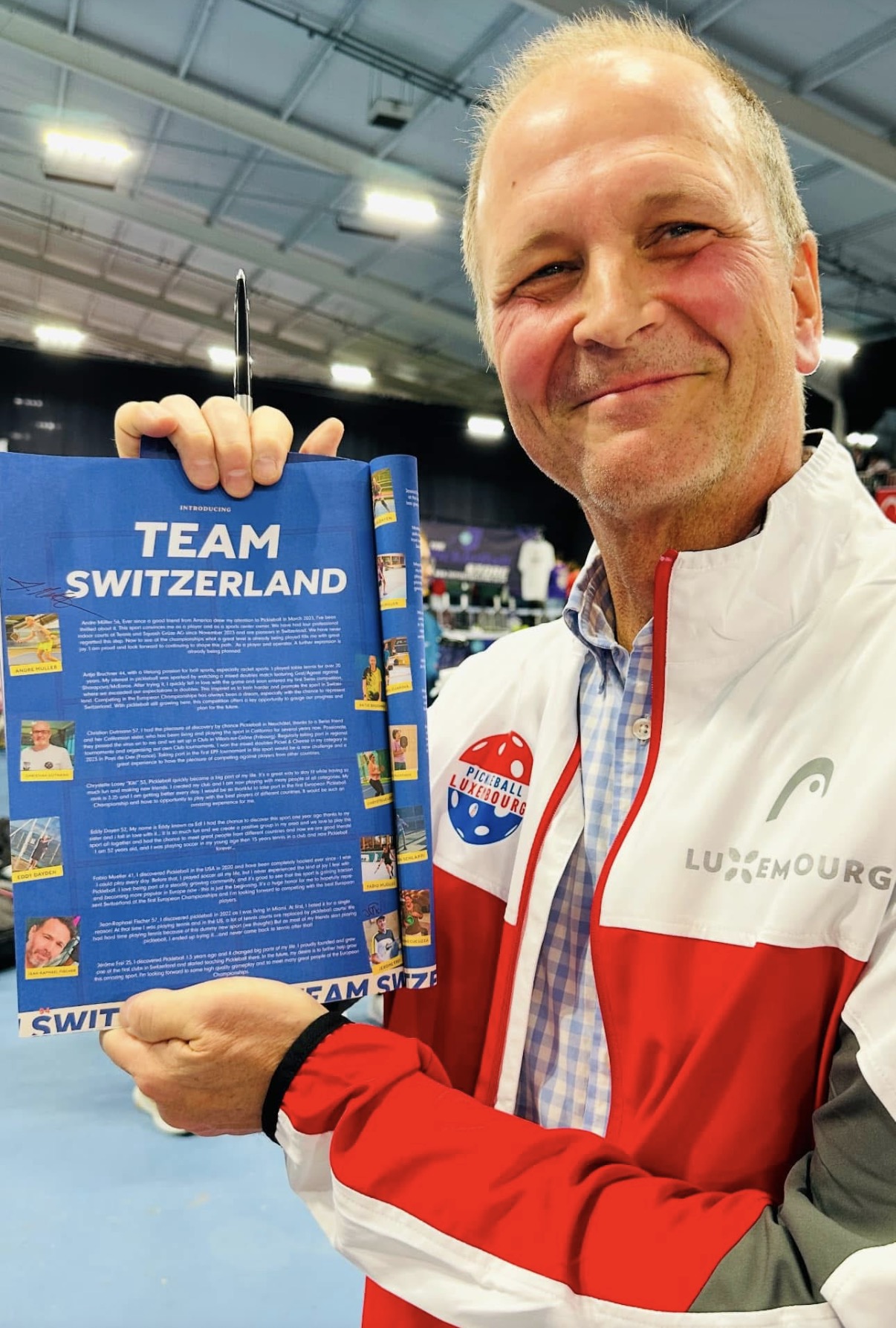 André mit dem Team-Switzerland-Programm