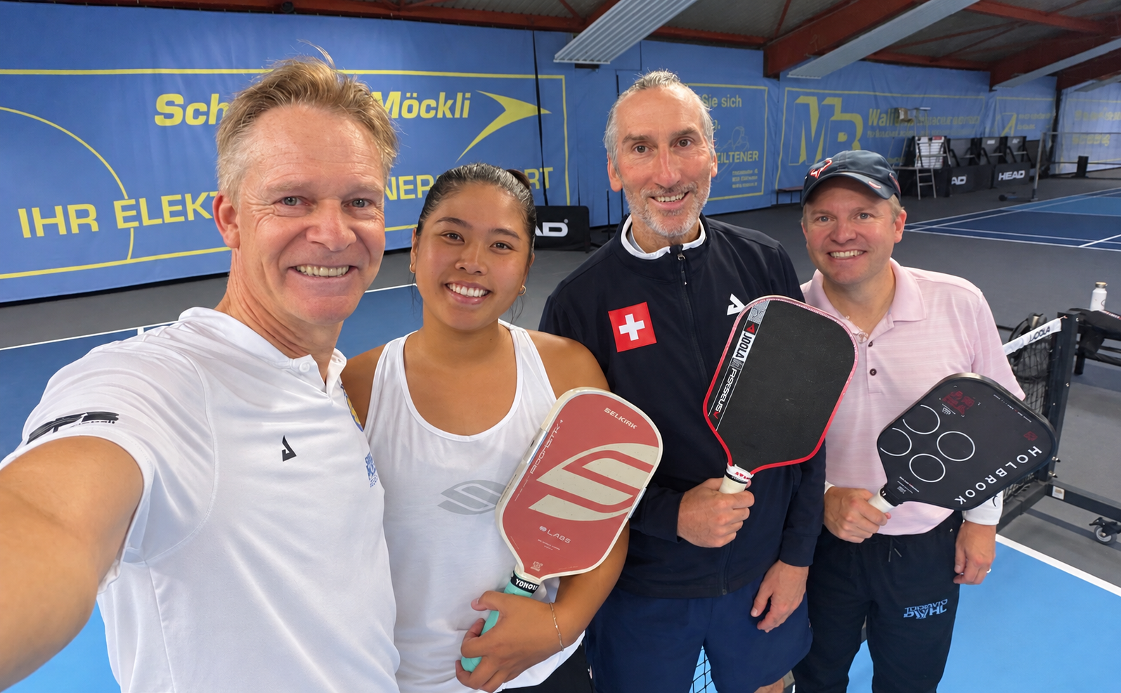 Hannah Gianan with André Müller and two fellow players in Grüze